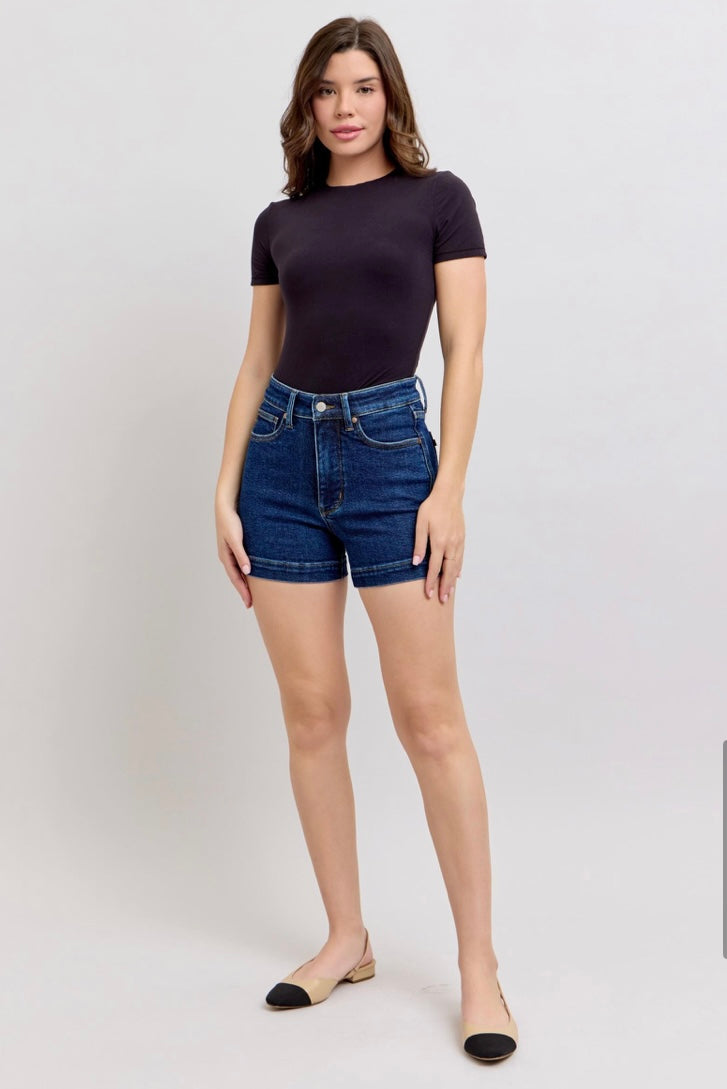 Judy Blue Tummy Control Dark Denim Shorts