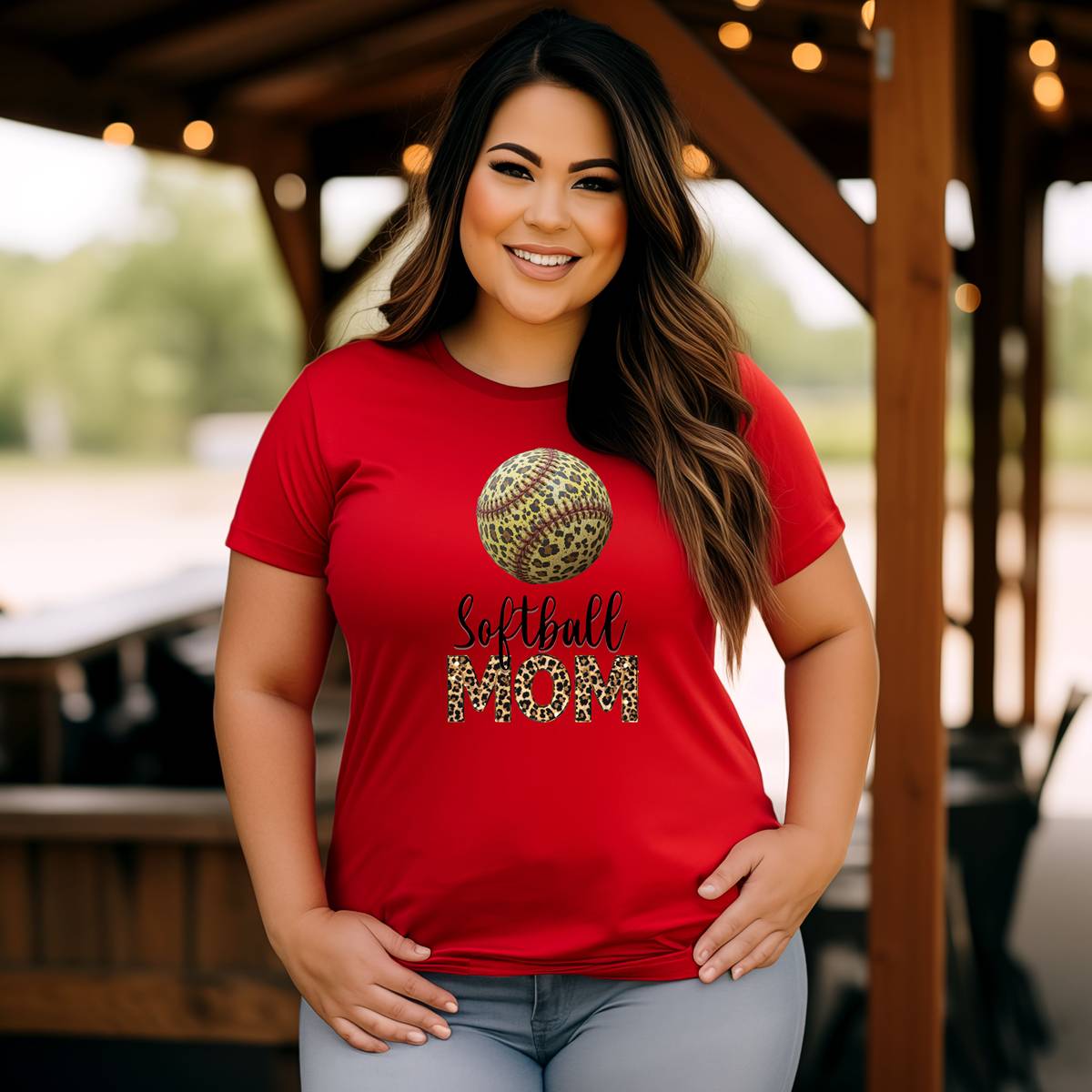 Leopard Softball Mom Tee