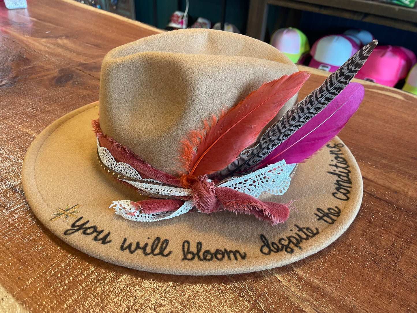 Tan & Coral Senorita Fedora