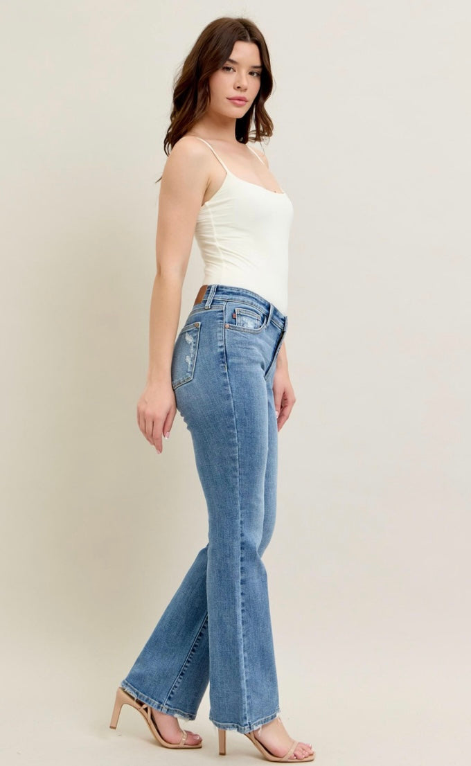 Judy Blue MR Vintage Wash Bootcut W/ Destroy Hem