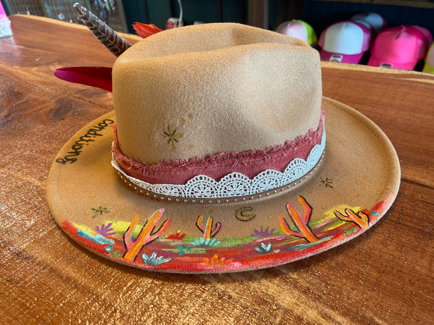 Tan & Coral Senorita Fedora