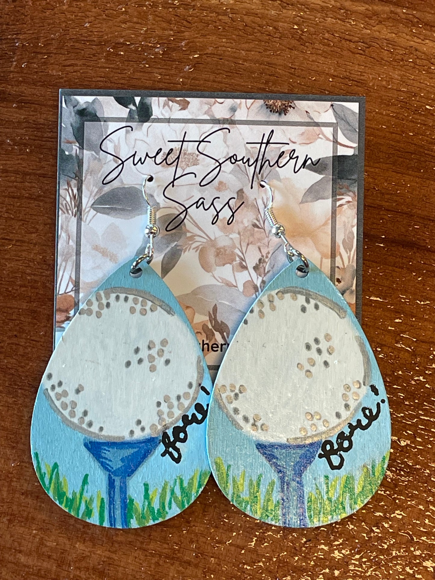 Fore! Blue Golf Earrings