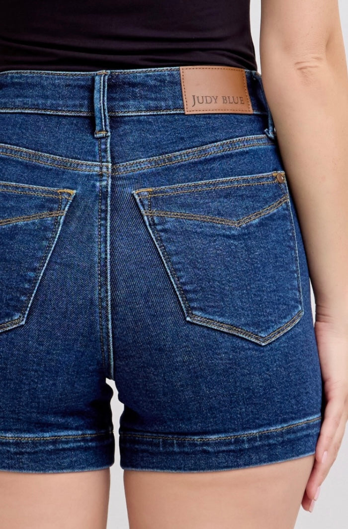 Judy Blue Tummy Control Dark Denim Shorts