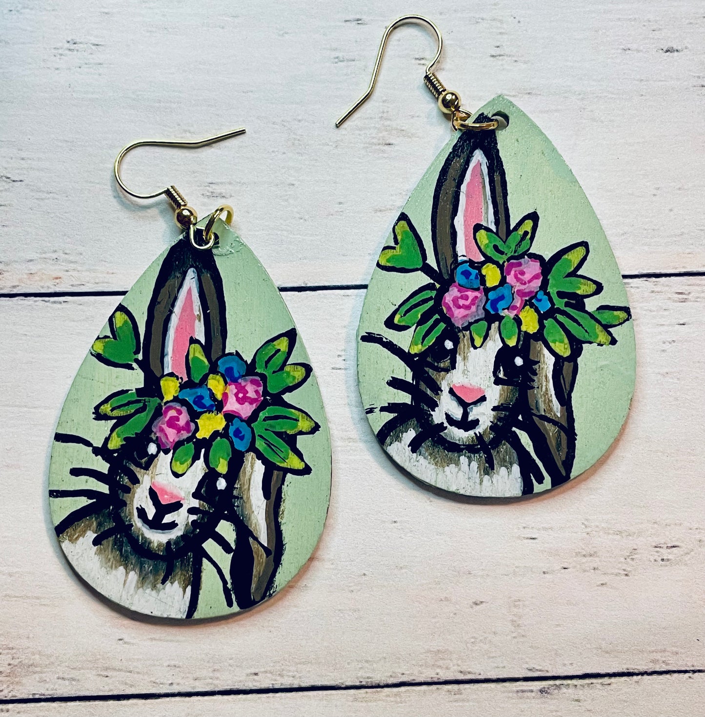Easter Bunny Wooden Earrings