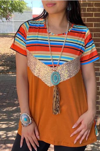 Desert Sunrise Sequin Top