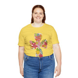 Easter Cross Tee with Colorful Flowers