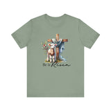 He is Risen Tee with Cross & Lamb Design