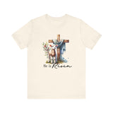 He is Risen Tee with Cross & Lamb Design