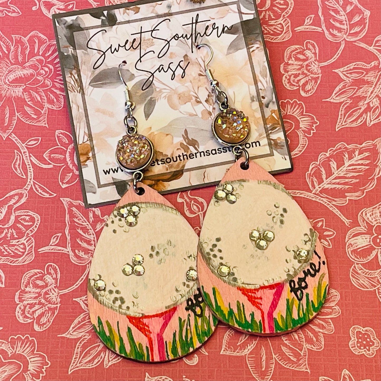 Fore! Pink Golf Earrings