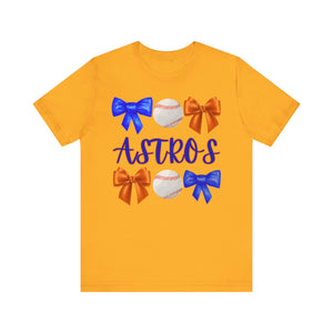 Baseball Tee with Houston Astros Gameday Coquette Bow Design