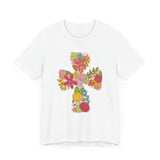 Easter Cross Tee with Colorful Flowers