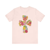 Easter Cross Tee with Colorful Flowers