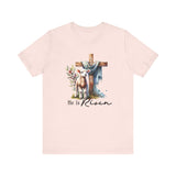 He is Risen Tee with Cross & Lamb Design