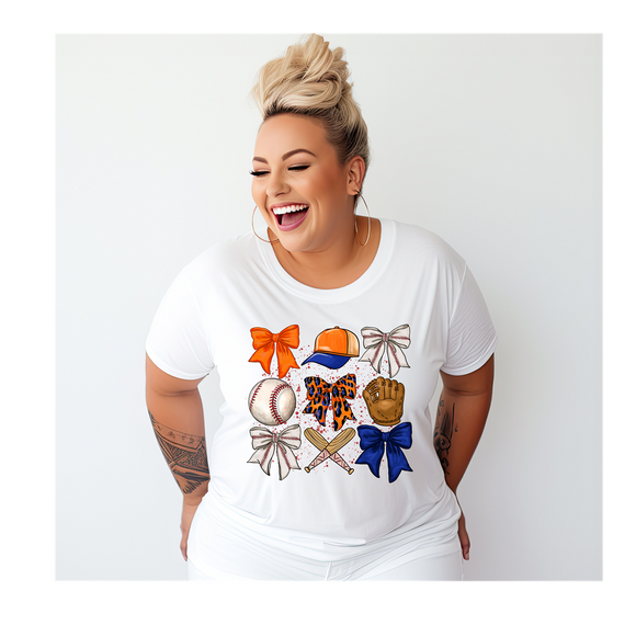 Houston Astros Baseball Tee with Coquette Bow Design