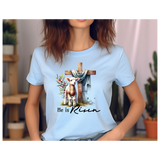 He is Risen Tee with Cross & Lamb Design