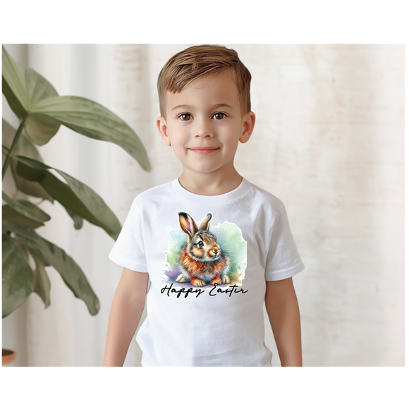 Toddler Easter Tee - Whimsical Watercolor Bunny Design