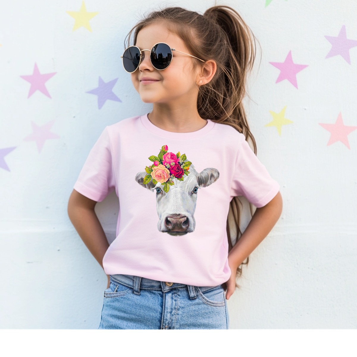 Floral Cow Youth Tee