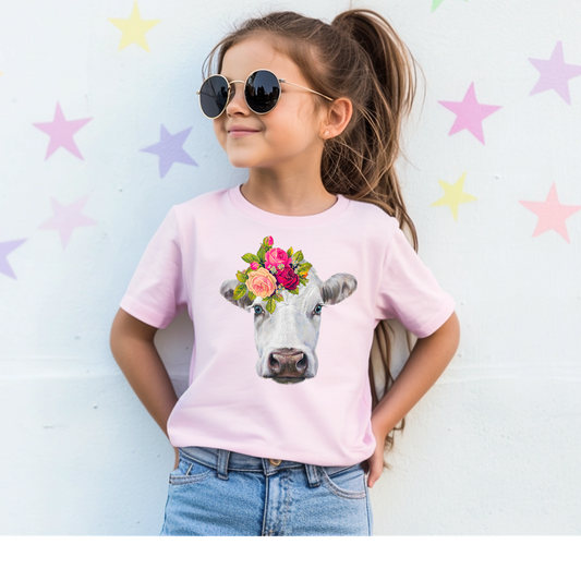 Floral Cow Youth Tee