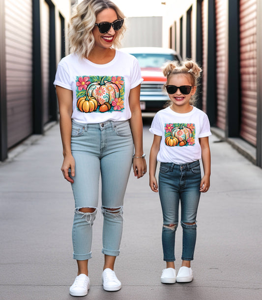 Fall Floral Pumpkin Tee