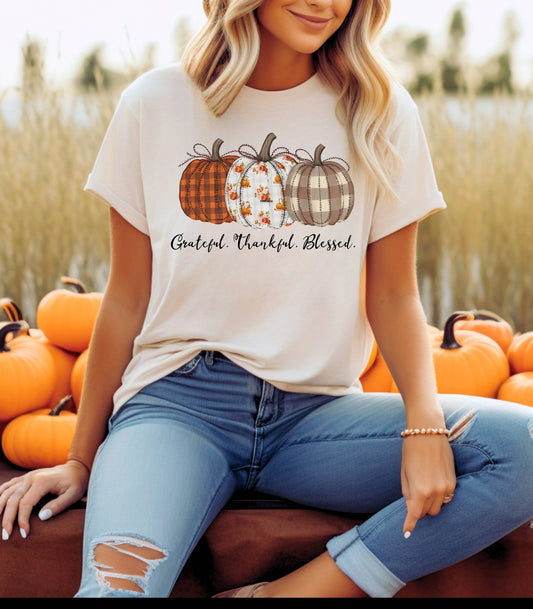 Grateful, Thankful, Blessed Pumpkin Tee