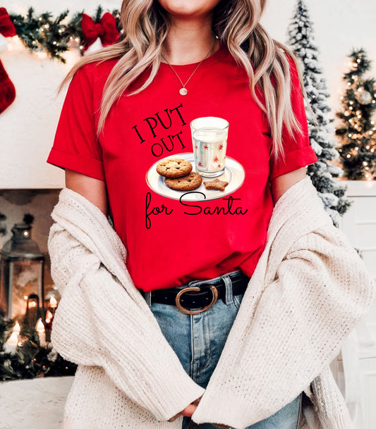 I Put Out for Santa Christmas Tee — Cookies & Milk Holiday Shirt