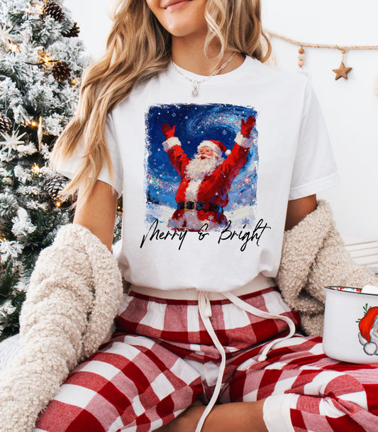 Santa 'Merry & Bright' Tee