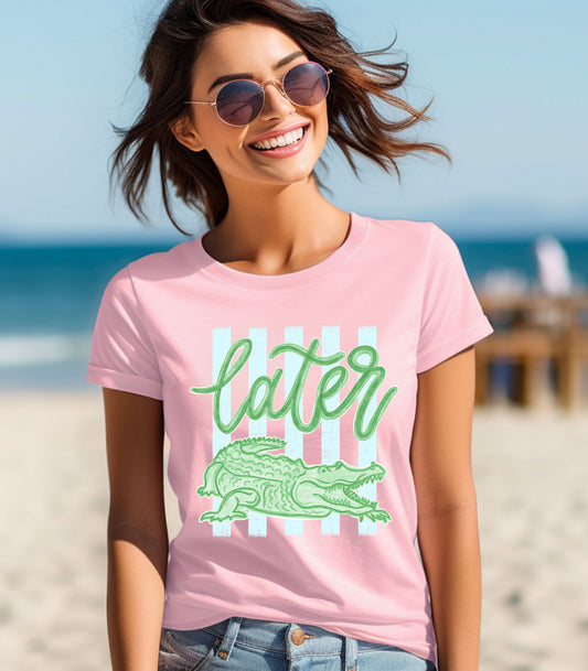 Later Alligator T‑Shirt — Playful Green Alligator Graphic Tee