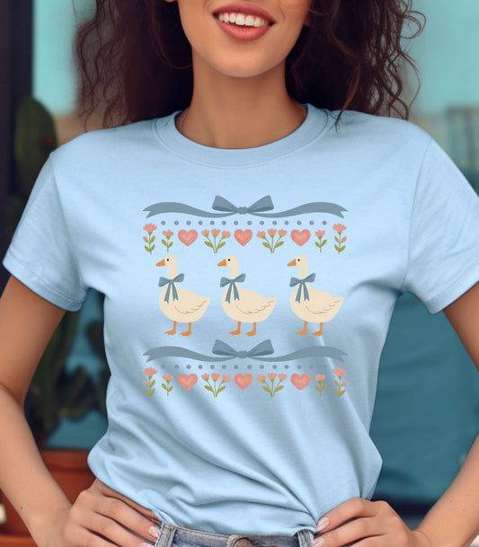 Vintage Geese & Bows Tee — Thrifting Lover Shirt