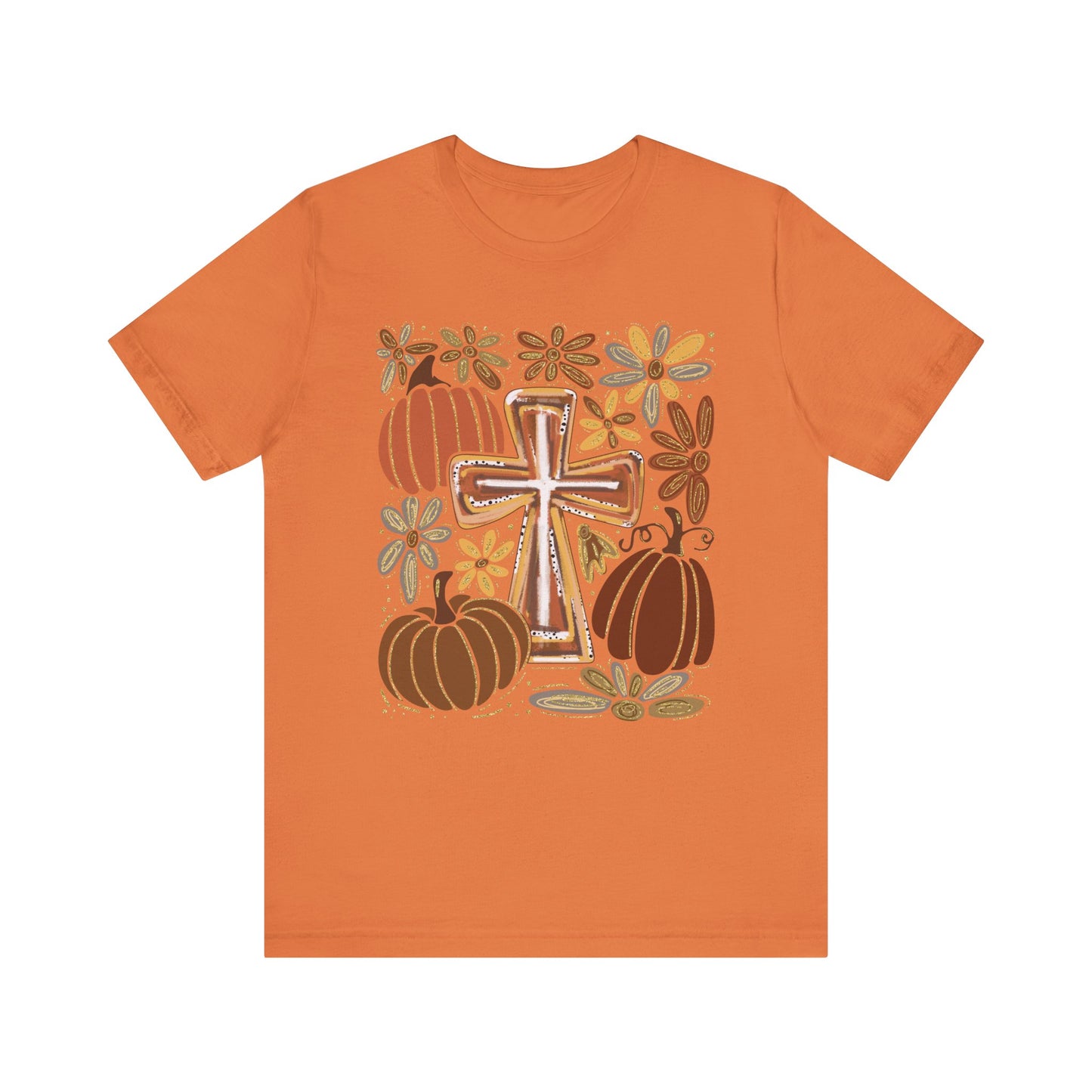 Fall Cross and Pumpkin Tee