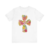 Easter Cross Tee with Colorful Flowers