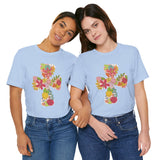 Easter Cross Tee with Colorful Flowers