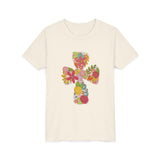 Youth Easter Tee with Floral Cross Design