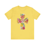 Easter Cross Tee with Colorful Flowers