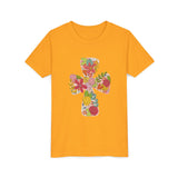 Youth Easter Tee with Floral Cross Design