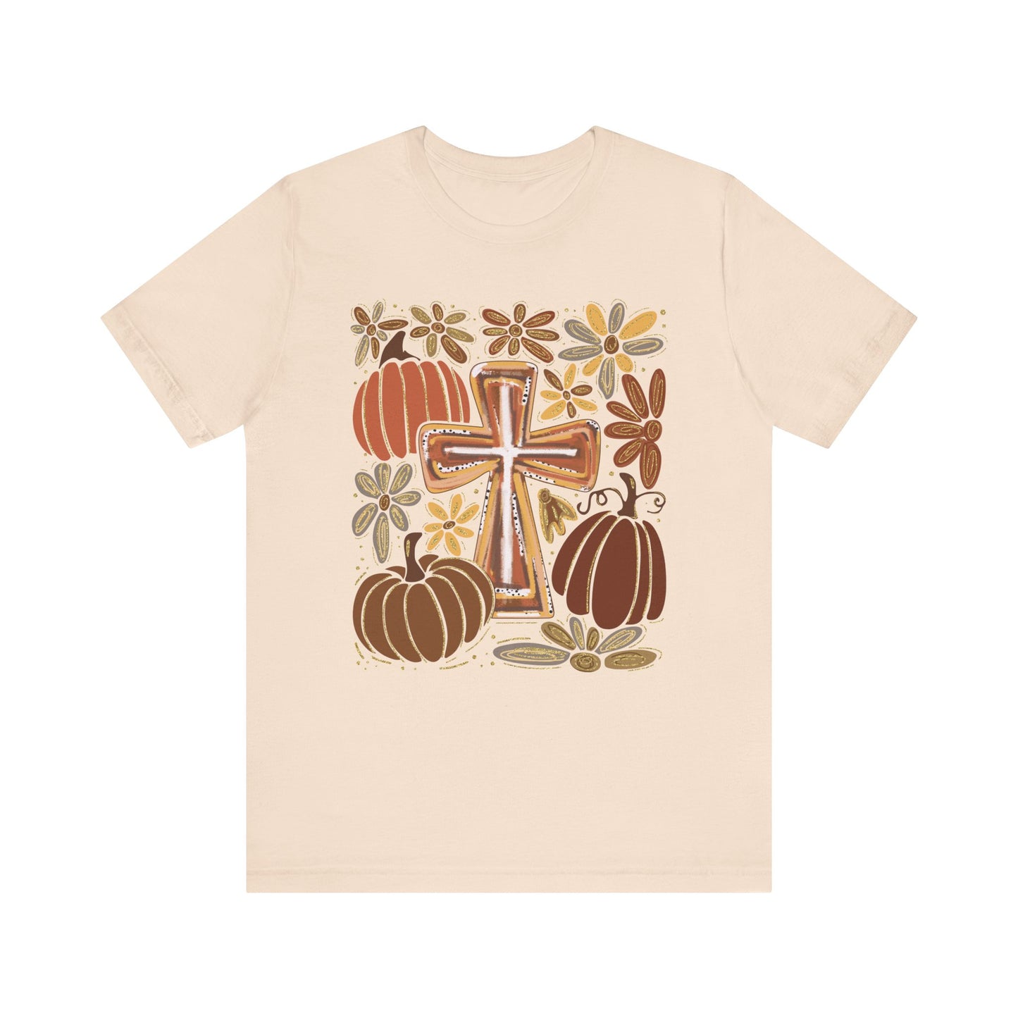 Fall Cross and Pumpkin Tee