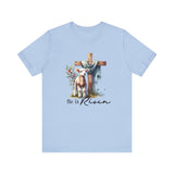 He is Risen Tee with Cross & Lamb Design