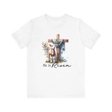 He is Risen Tee with Cross & Lamb Design