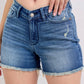 Judy Blue Denim Shorts with Frayed Edge