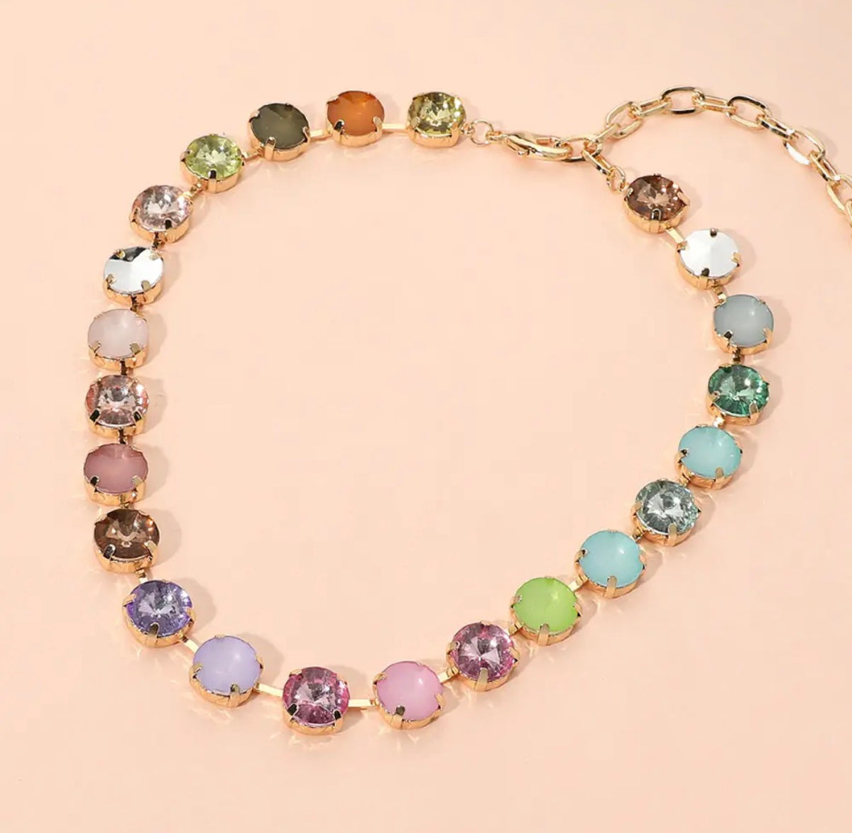 Cotton Candy Crystal Neclace