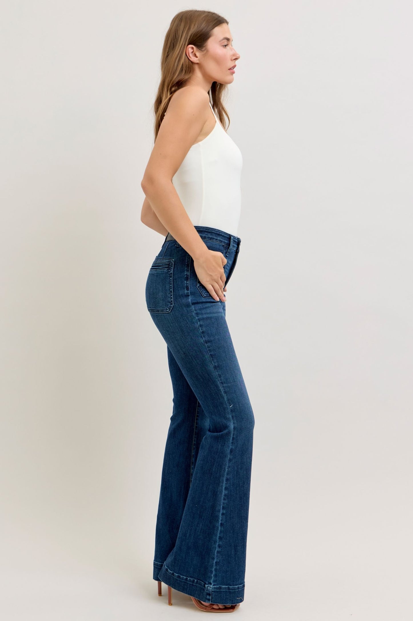 Judy Blue High Waisted Flare with Mitered Pocket