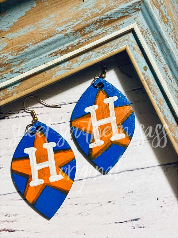 Houston Astros Hand Painted Earrings