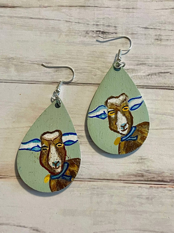 Goat Hand Painted Earrings