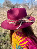 Burgundy Leopard Senorita Fedora