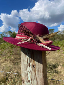 Burgundy Leopard Senorita Fedora