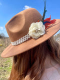 Brown Flirty Floral Senorita Fedora