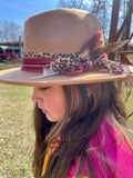 Tan & Burgundy Leopard Senorita Fedora