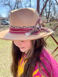 Tan & Burgundy Leopard Senorita Fedora