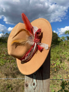 Tan & Coral Senorita Fedora