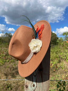 Brown Flirty Floral Senorita Fedora