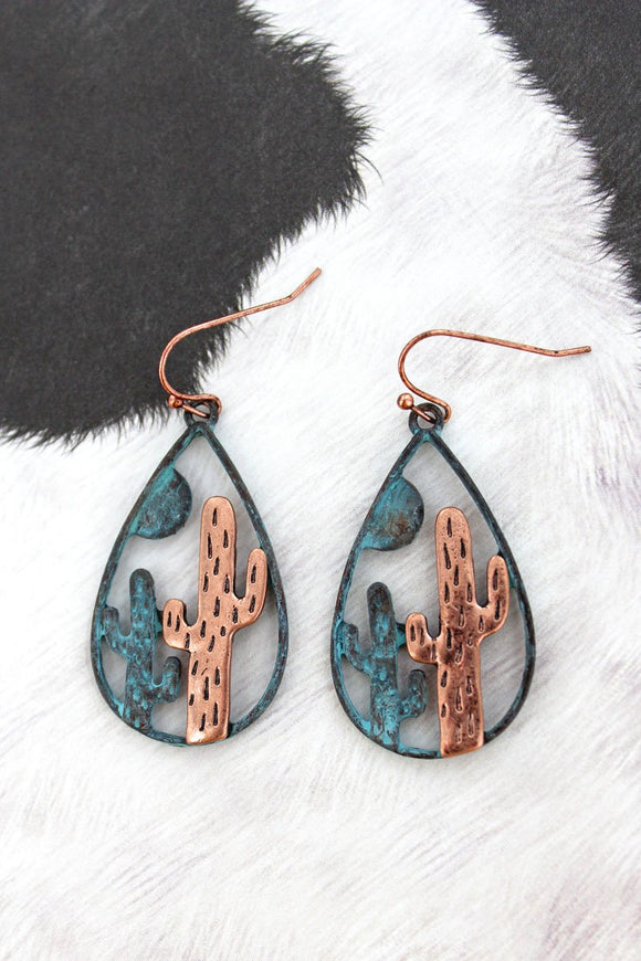 Patina Cactus Earrings